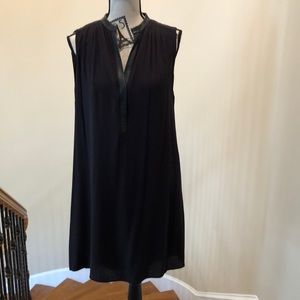 Alice + Olivia hi-lo dress with leather trim